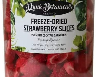 Natural Edible Freeze Dried Strawberry Slices| 200 + Slices | For Garnishing Cocktails, Cake Decoration, Baking, Fruit, Yogurt| 60g Jar