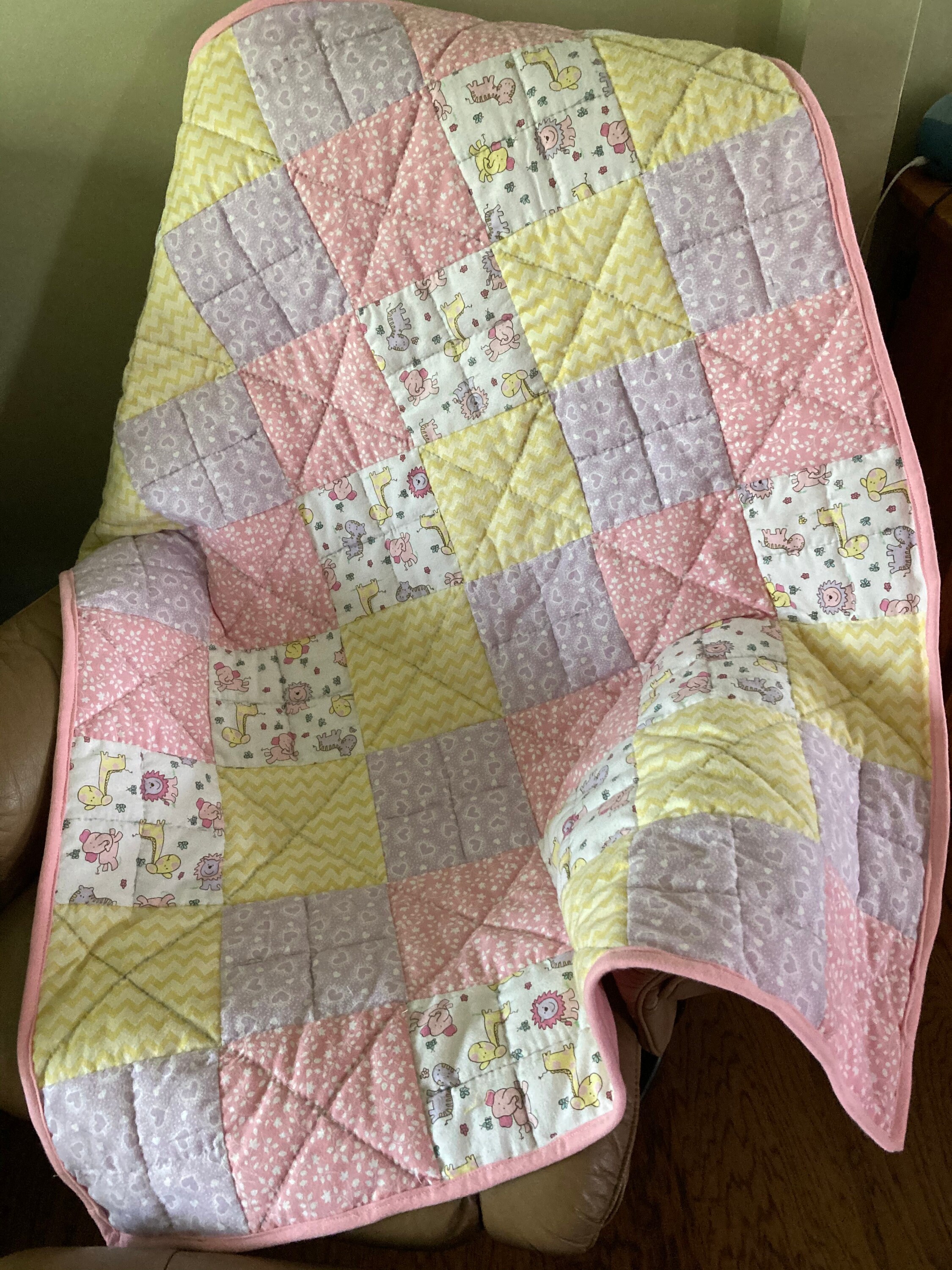 Hand quilted pieced baby quilt Etsy