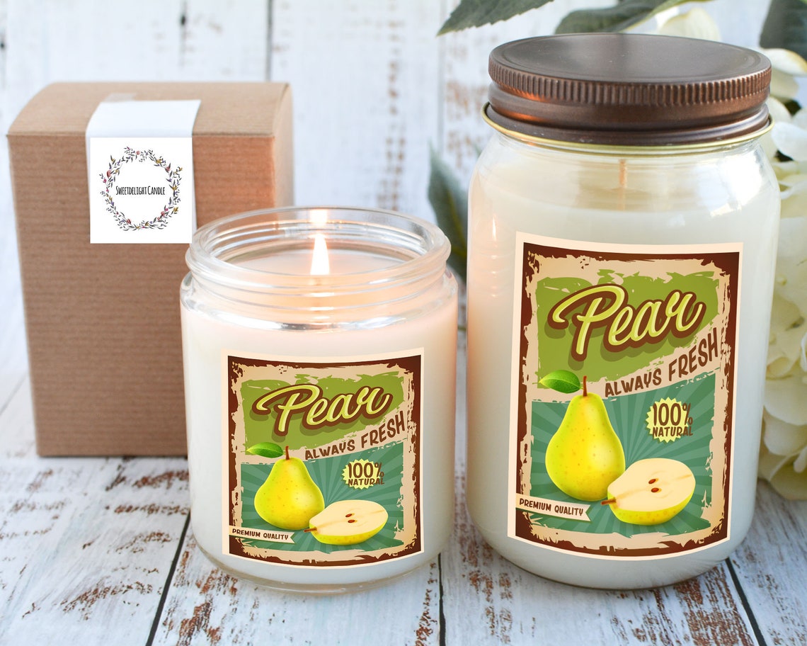 Pear Candle Gift Gift for Retro Lover Pear Scented Candle Etsy