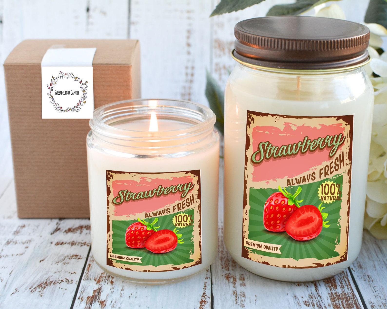 Strawberry Candle Gift Gift for Retro Lover Strawberry Etsy