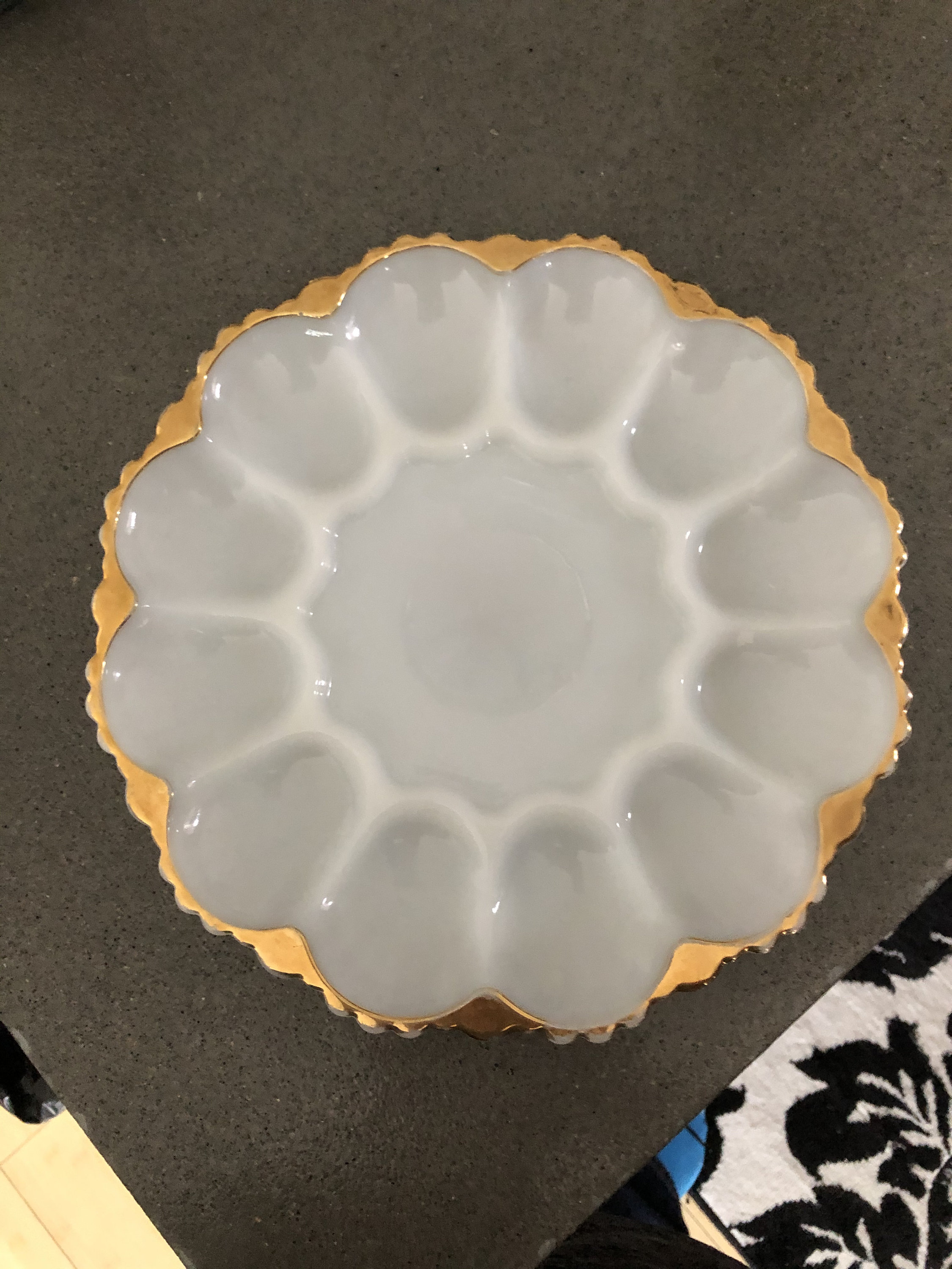 Milk glass Deviled egg tray Etsy