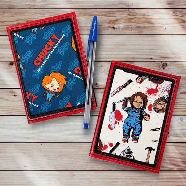 Chucky Mini Notebook Cover. Notebook Included! Child's Play Horror Movie Journal. Embroidered Vinyl Notebook Cover. Great Horror Fan Gift!