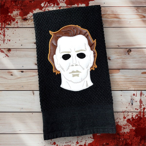 Embroidered Michael Myers Kitchen Towel. Horror Movie Icon on a Decorative Dish or Hand Towel. Makes A Great Hostess or Housewarming Gift.