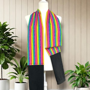 Rainbow Stripes Kitchen Boa. Stylish Hand Towel. Dish or Tea Towel. Baker&#39;s Boa. Towel Scarf. Potholder.  Great Gift For A Baker or Cook!