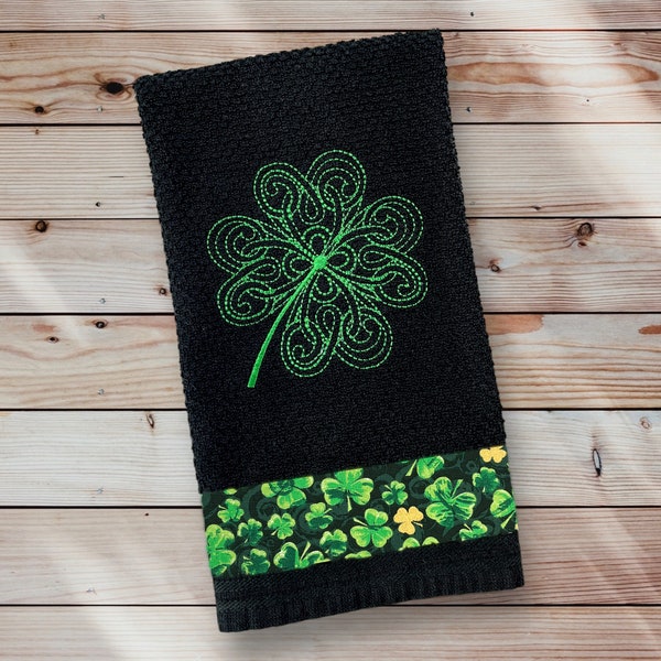 Embroidered St. Patrick's Day Kitchen - Hand Towel. Humorous Holiday Towel. Great hostess or housewarming gift. Celtic Shamrock Design.