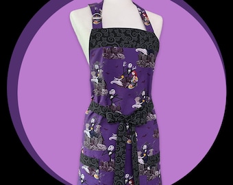 Jack and Sally Unisex Apron. Whimsical Lined Apron For Cooking, Baking, Grilling, or Entertaining. Artist Apron. Makes A Great Hostess Gift!