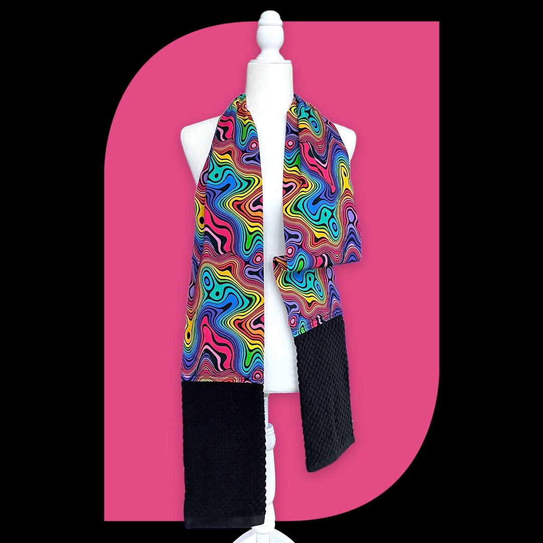 Rainbow Swirls Kitchen Boa. Kitchen Towel, Kitchen Scarf, Dish Towel