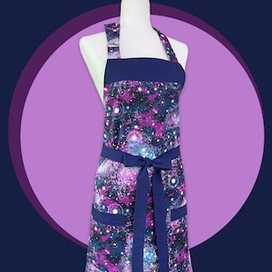 Glitter Galaxy Unisex Apron. Whimsical Lined Apron For Cooking, Baking, Grilling, or Entertaining. Artist Apron. Makes A Great Hostess Gift!