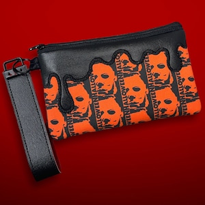 Michael Myers Halloween Zipper Bag w/ Wrist Strap. Fabric and Vinyl Pouch. Holds Phone, Wallet, Keys, Cosmetics & More. Horror Fan Gift.