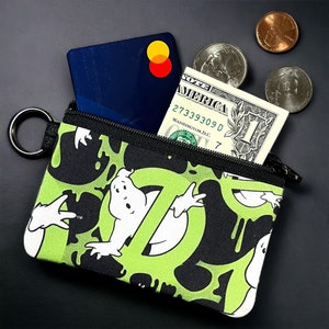 Minibolso con cremallera de Los Cazafantasmas con llavero. Bolsa para dinero y tarjetas. Bolsa con cremallera de terror. Portatarjetas de regalo. Organizador de carteras. ¡Un regalo para los fanáticos del terror!