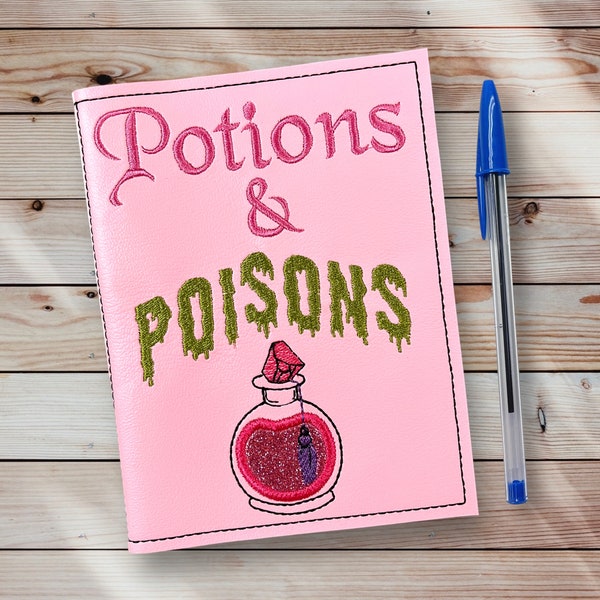 Potions and Poisons Notebook Cover. Notebook Included! Witchcraft Recipe Journal. Embroidered Vinyl Notebook Cover. Great Novelty Gift!