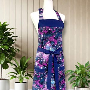 Glitter Galaxy Apron. Whimsical Lined Unisex Apron For Cooking, Baking, Grilling, or Entertaining.