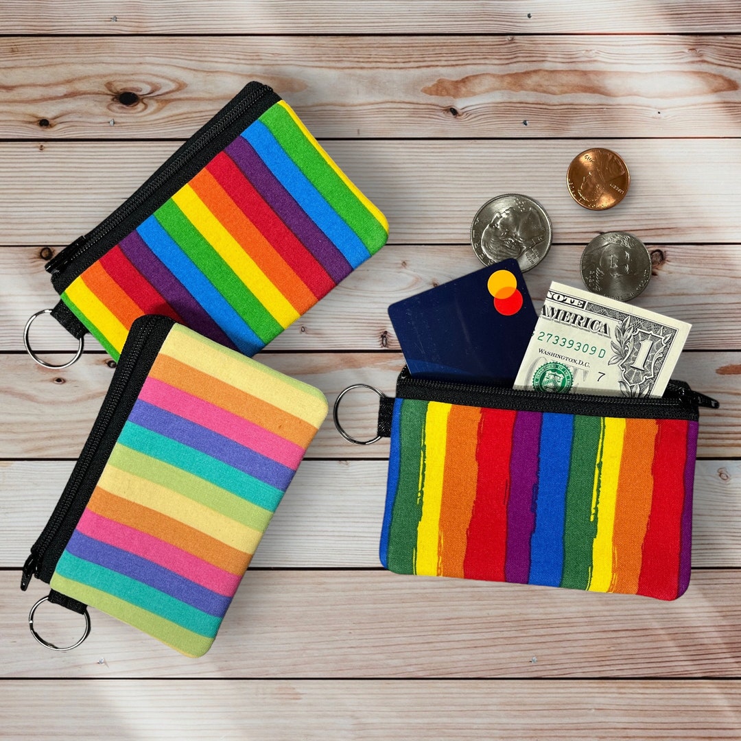 Rainbow Mini Zipper Bag With Keyring. 3 Styles to Choose From. Cash