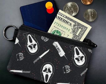 Ghostface Mini Zipper Bag With Keyring. Cash & Card Pouch. Horror Zipper Pouch. Gift Card Holder. Purse Organizer. Gift For The Horror Fan!