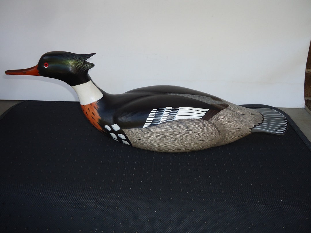 Gravure Originale Signée Arthur Nevin - Canard Merganser Poitrine Rouge, 87/150, Encadrée Années 1970