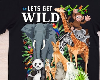 Instant Digital Download Let's Get Wild Safari Animals Jungle Animals Zoo Animals Monkey Giraffe zebra Polar Bear Panda, Koala Seal