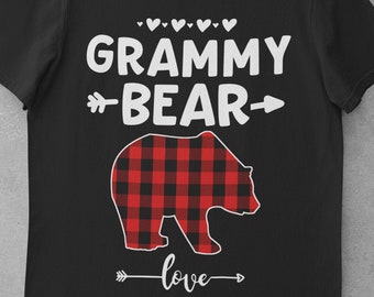 Grammy Bear DIY Gifts For Grandma Make T Shirts- Totebags- Wall Prints- Bear Shirts-Grandma Gifts Buffalo Plaid PNG File Instant download