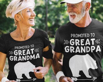 Promoted to Great Grandma and Promoted to Great Grandpa Bear DIY Tshirt PNG File Instant Download Great Grandparent Gifts Bear
