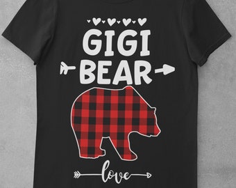 GiGi Bear DIY Gifts For Grandma Make T Shirts- Totebags- Bear Shirts-Grandma Gifts Buffalo Plaid PNG File Instant download gigi gifts