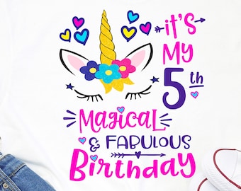 It&#39;s My 5th Magical & Fabulous Birthday Unicorn Face Instant Download Graphics Clipart Png Unicorn Birthday Party