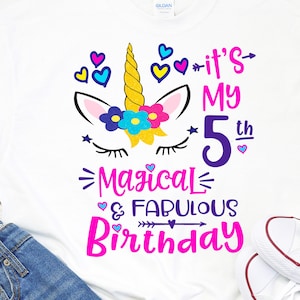 It's My 5th Magical Birthday Girls Unicorn Birthday T-Shirt It's My 5th Magical Birthday Girls Unicorn Birthday T-Shirt