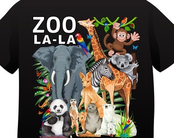 Instant Digital Download Zoo La-La  Wild Safari Animals Jungle Animals Zoo Animals Monkey Giraffe Zebra Polar Bear Panda, Koala Seal
