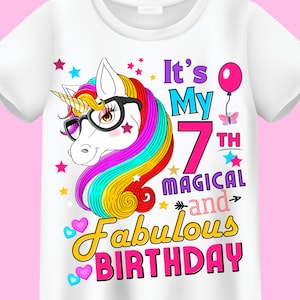 Es ist mein 7. magischer & fabelhafter Geburtstag Einhorn Gesicht Instant Download Grafiken Clipart Png Einhorn-Geburtstagsparty