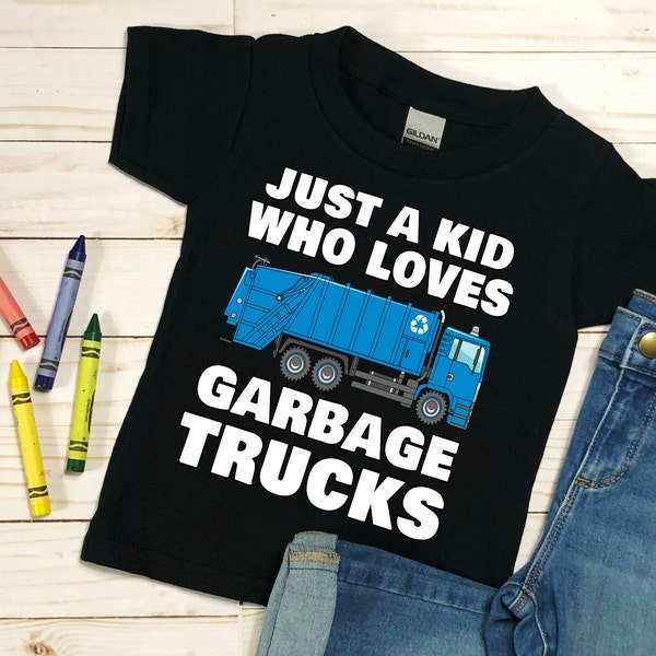 Just A Kid Who Loves Garbage Trucks Instant Digital Download Kids Who Love Garbage Truck-Trash Trucks PNG -JPG-PDF Boys Garbage Truck Gifts