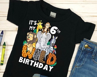 It's My 6th Wild Birthday PNG-6 Year Old Birthday Safari Animals Jungle Animals Zoo Animals Monkey Giraffe zebra lion