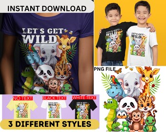 Zoo Animals Wildlife Birthday Party A Day At The Zoo Cute Animals PNG Instant Digital Download Lets Get Wild PNG
