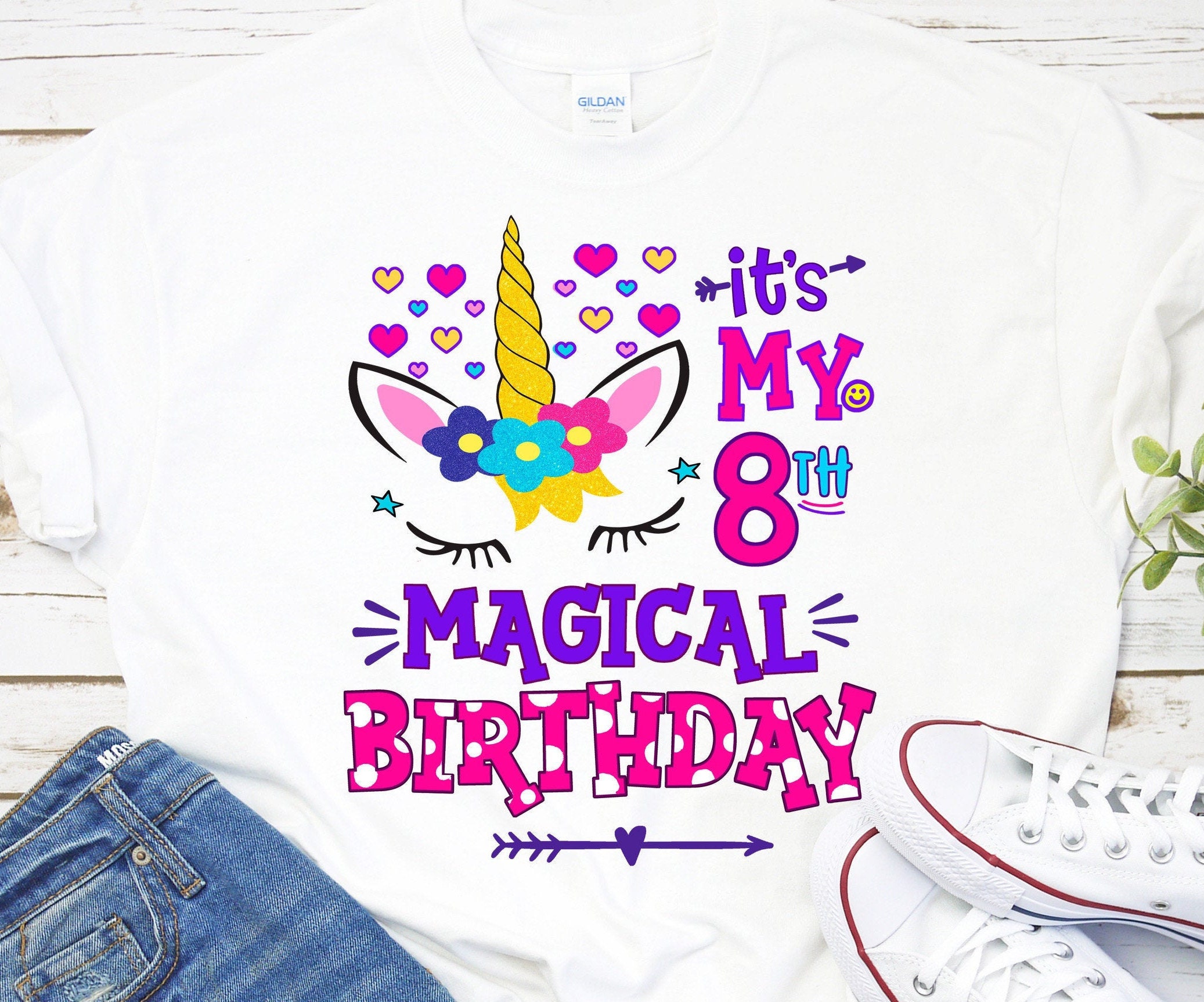 It's My 8th Magical Birthday Girls Unicorn Birthday Shirt It's My 8th Magical Birthday Girls Unicorn Birthday Shirt