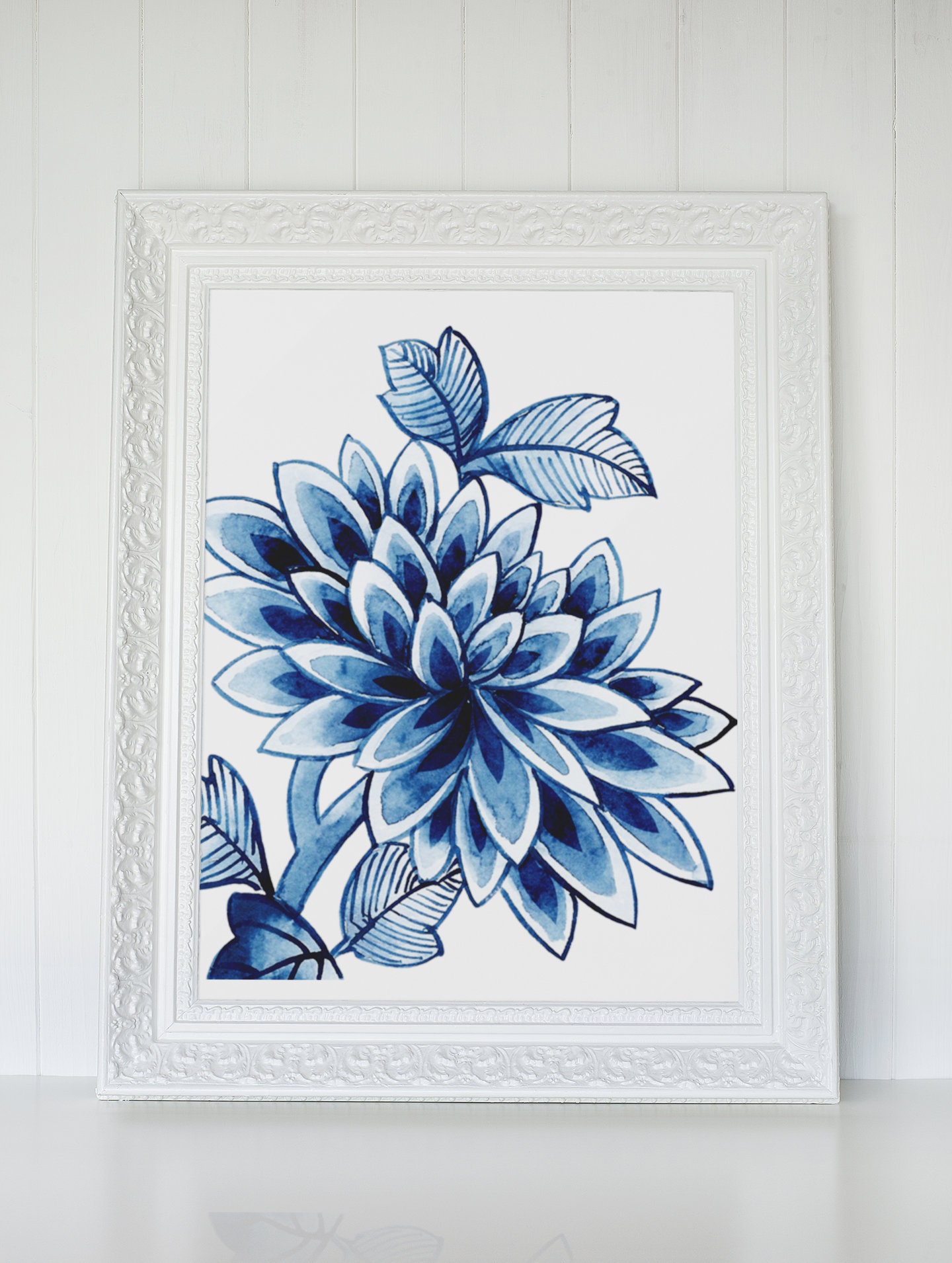 Chinoiserie Blue Floral Art Prints set of 6 Instant Digital Etsy