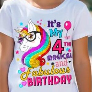 Es ist mein 4. magisches & fabelhaftes Geburtstags-Einhorn Gesicht Instant Download Grafiken Clipart Png Einhorn-Geburtstagsparty