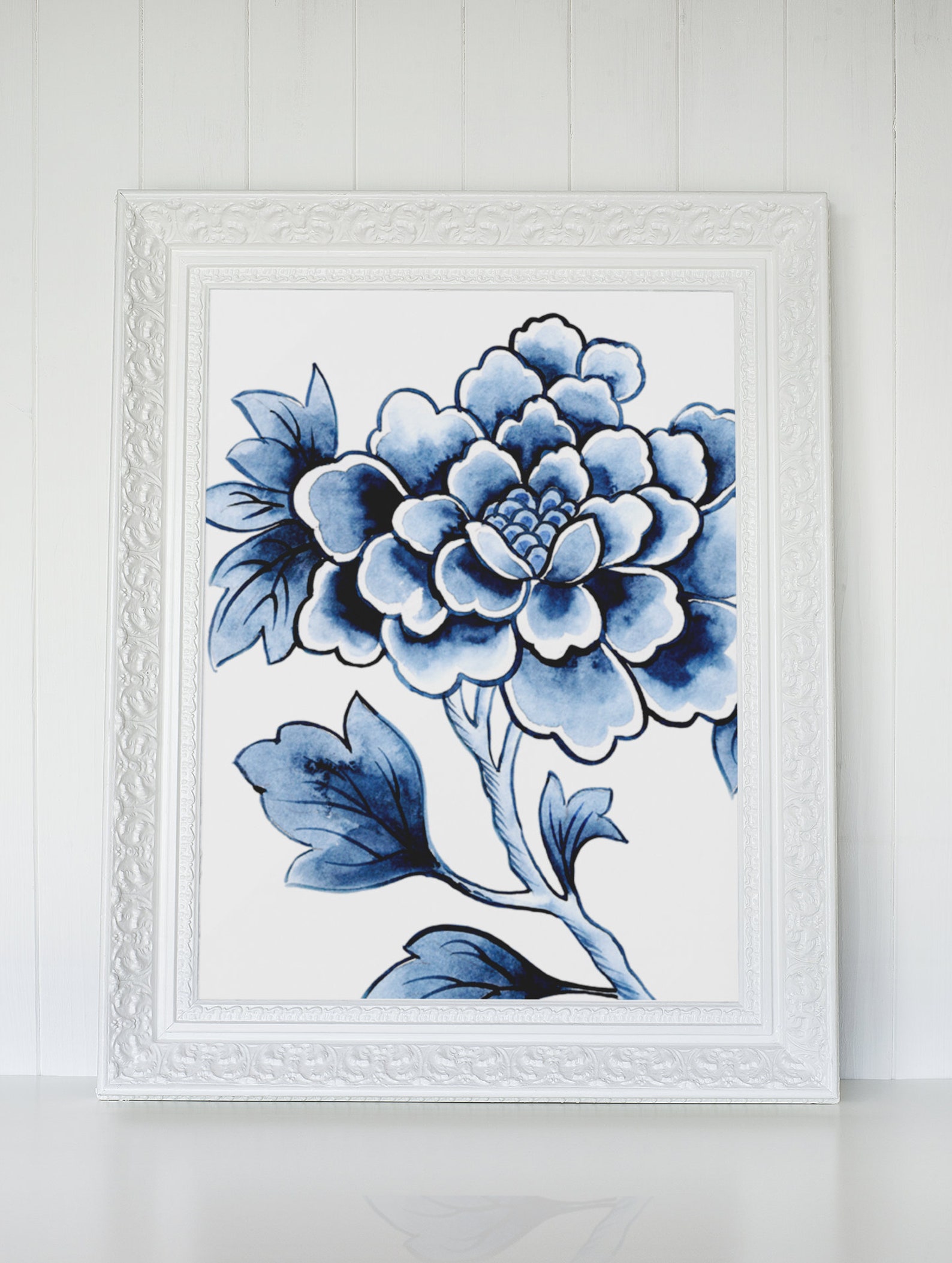Chinoiserie Blue Floral Art Prints set of 6 Instant Digital Etsy