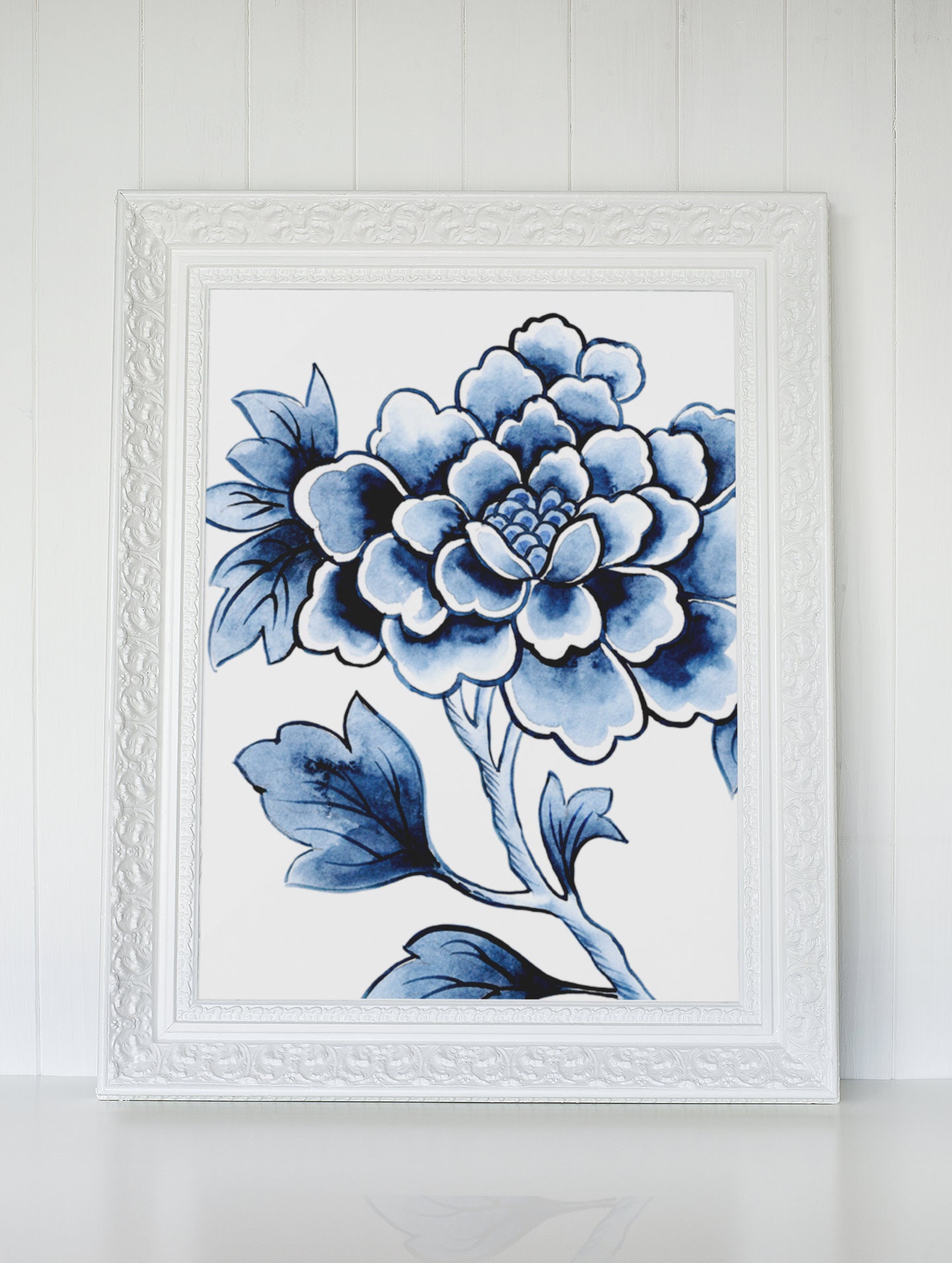 Chinoiserie Blue Floral Art Prints set of 6 Instant Digital Etsy