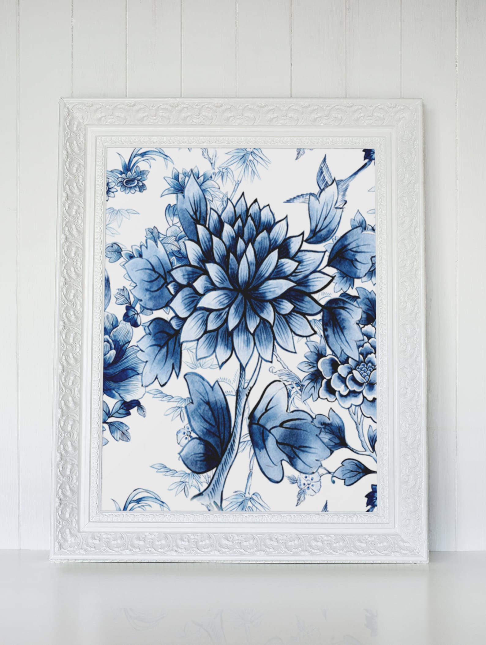 Chinoiserie Blue Floral Art Prints set of 6 Instant Digital Etsy