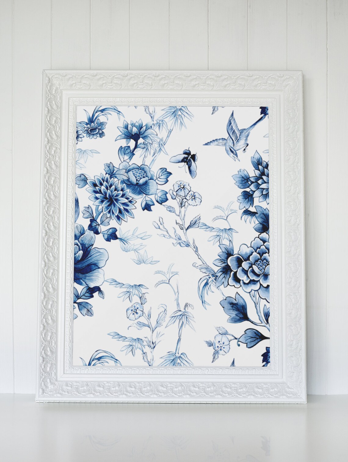 Chinoiserie Blue Floral Art Prints set of 6 Instant Digital Etsy