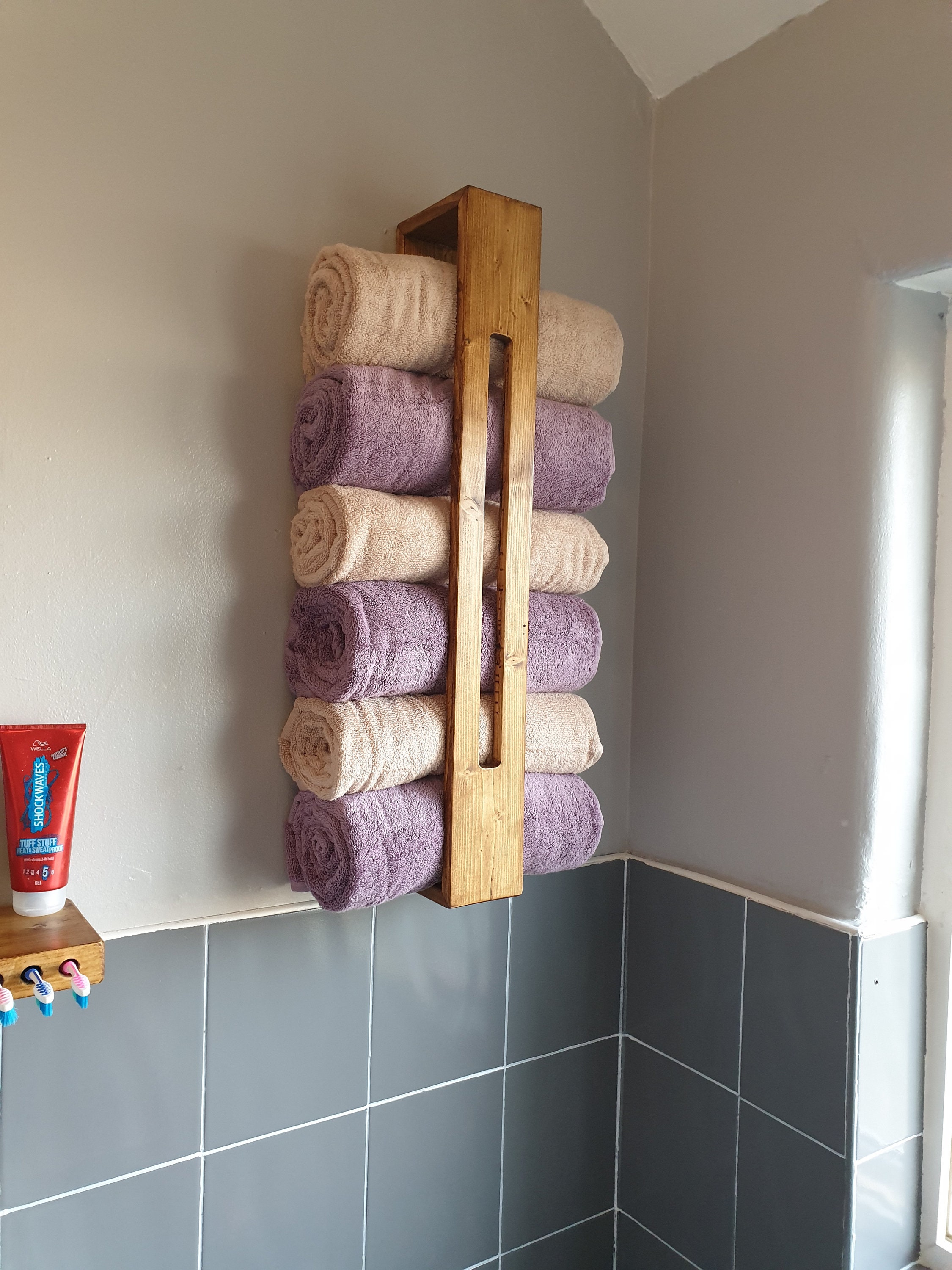 Larissa Rustic Bath Towel Storage Shelf, Rack, Bathroom, Holder, Ladder.  Toilet Roll Holder 