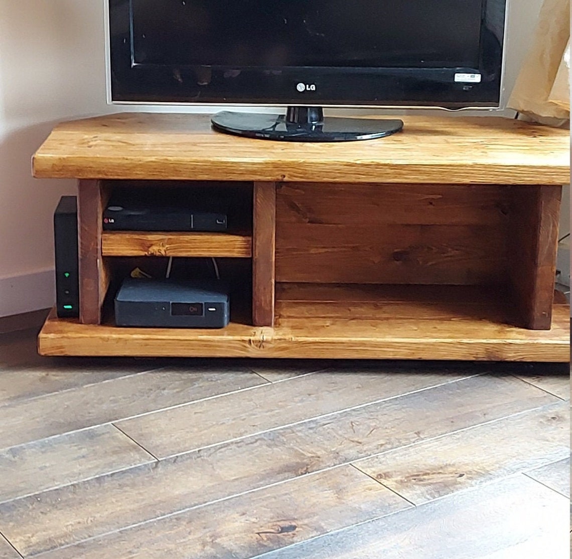 Metis Midi Corner Unit Chunky Rustic TV Unit / Stand / Media Etsy UK
