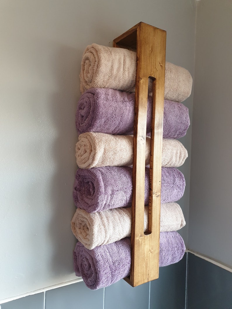 Larissa Rustic Bath Towel Storage Shelf Rack Bathroom Etsy UK