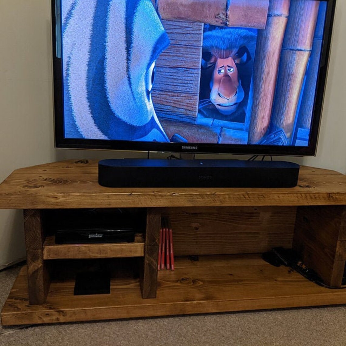 Metis Midi Corner Unit Chunky Rustic TV Unit / Stand / Media Etsy UK