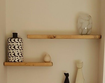 6 Inch Rustic Radiator Shelf: Chunky Solid Wood Floating Shelf with Hidden Brackets