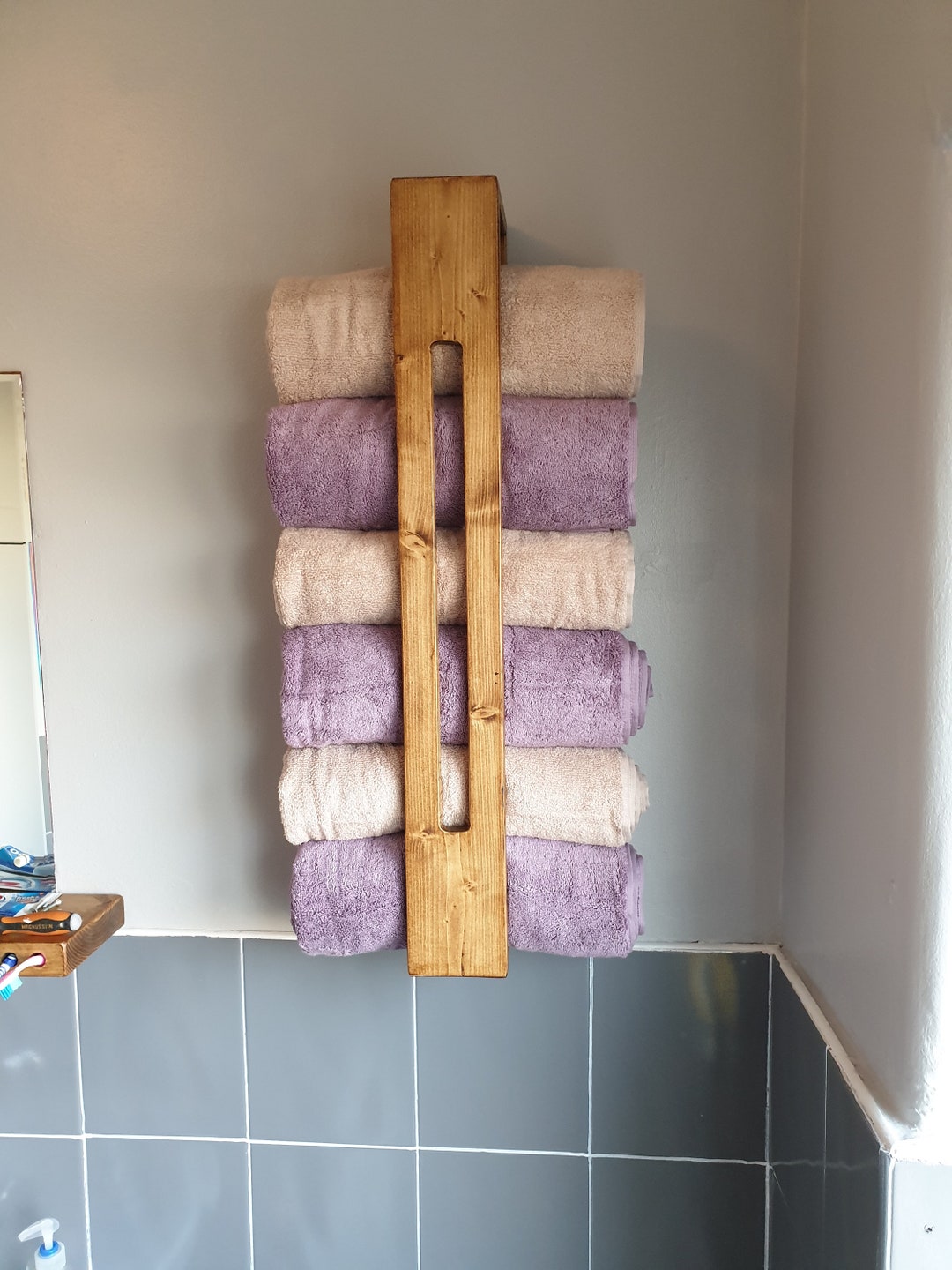 Larissa Rustic Bath Sheet Storage Shelf, Rack, Bathroom, Holder, Ladder