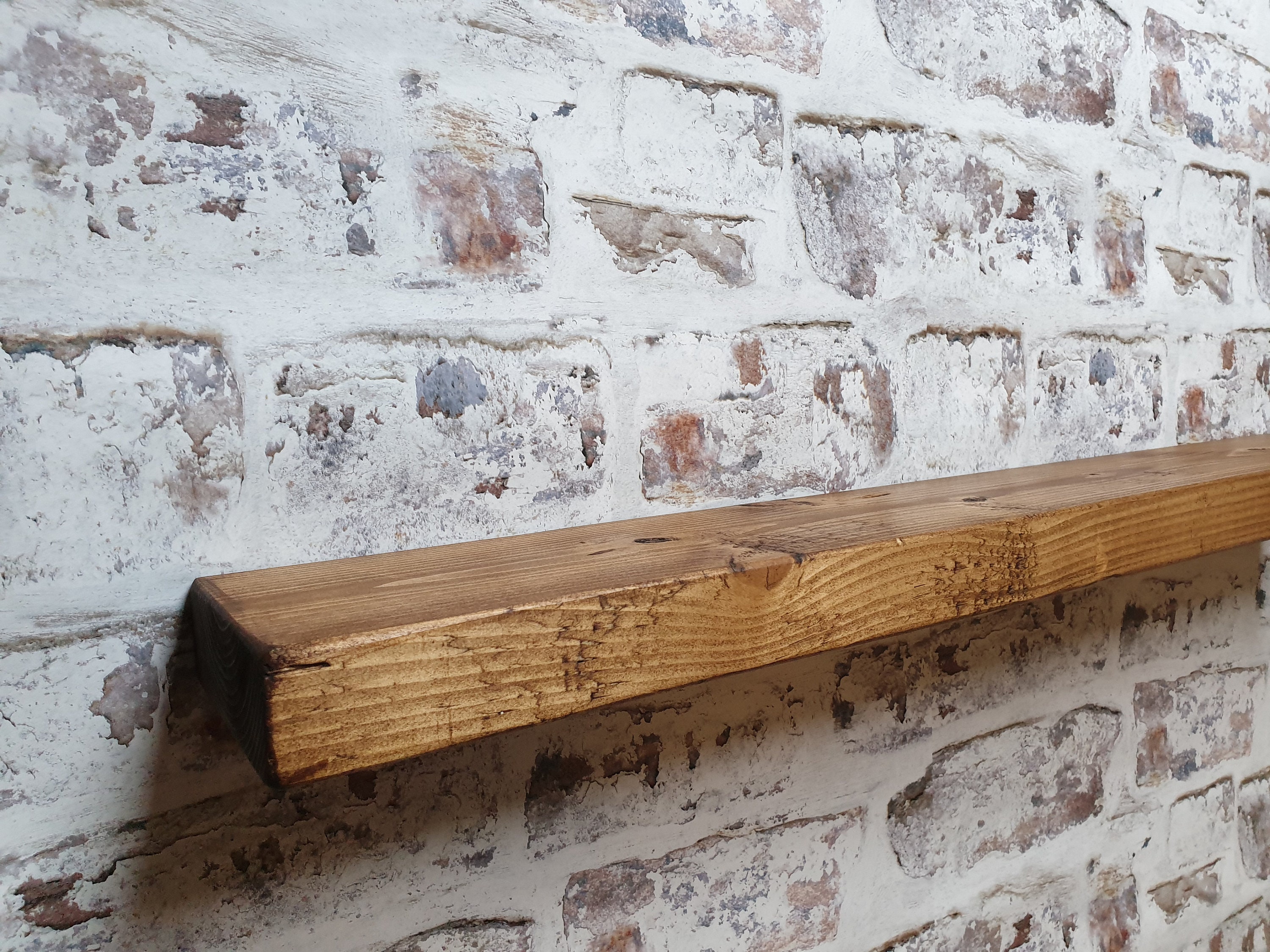 Rustic Floating Shelf Solid Chunky Wood Shelf With Brackets Etsy UK