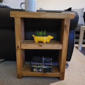 Solid Wood Rustic Side Table with two shelves, handmade Sofa End Table various colour and size options