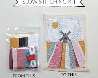 Windmill & Tulips Field - Slow Stitch Kit