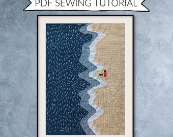 Walking My Dog on a Beach - slow stitching instructions (digital download)