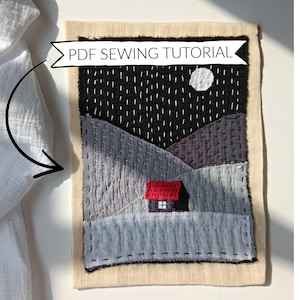 Red Roof Cabin - Slow Stitching PDF instructions | digital pdf download | DIY Appliqué Instructions | Textile Artwork Tutorial