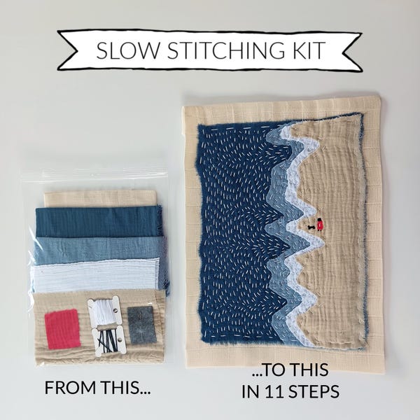Walking My Dog On A Beach - Slow Stitch Kit