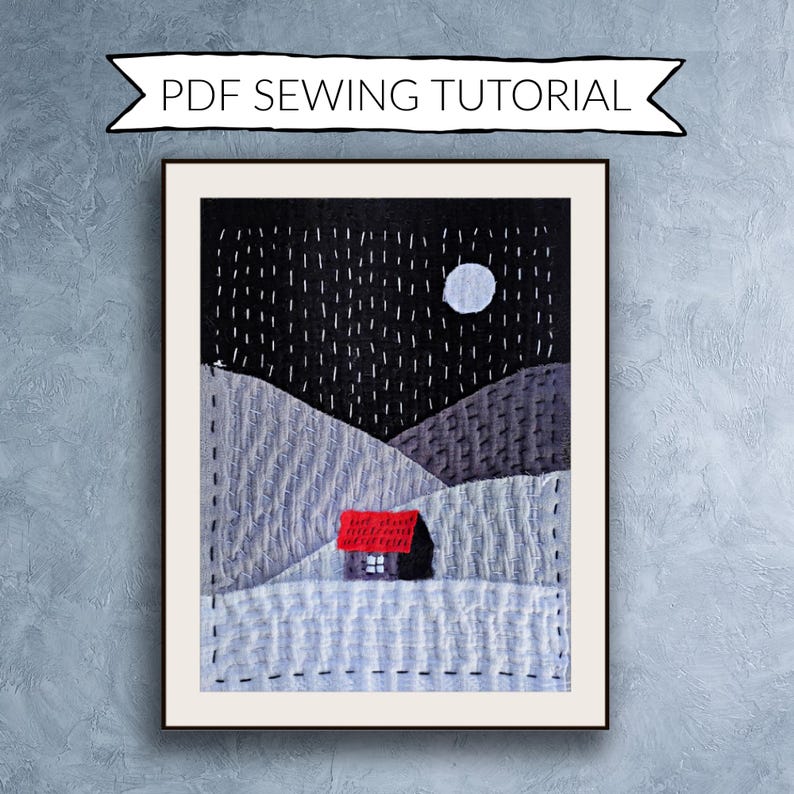 Red Roof Cabin - slow stitching instructions (digital download) image 1